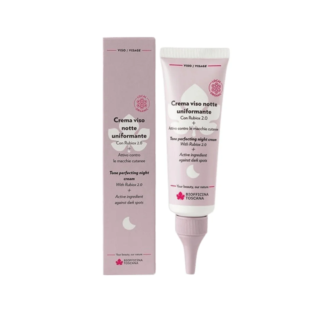 Crema viso notte uniformante contro le macchie cutanee con Rubiox® 2.0 + Biofficina Toscana