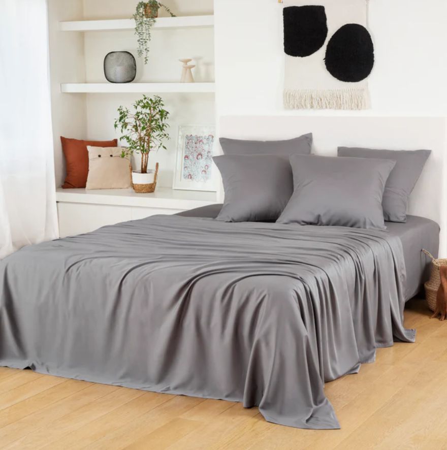 Bamboo Silk Top Sheet - Dark Grey