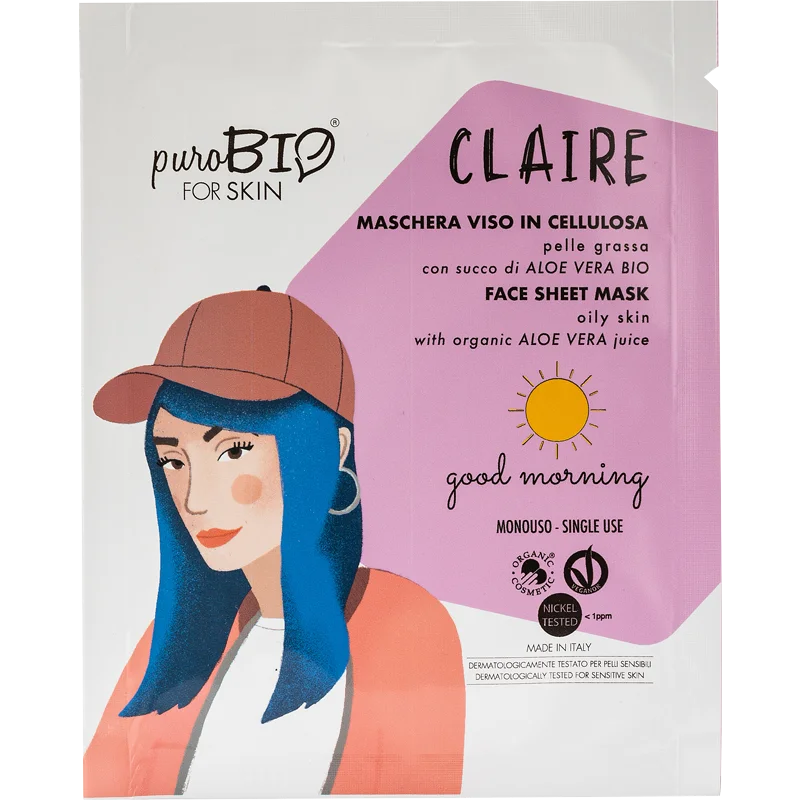 Maschera Viso in Cellulosa per Pelle Grassa - Good Morning - Purobio