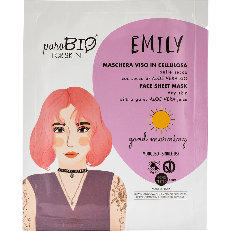 Maschera Viso in Cellulosa per Pelle Secca - Good Morning - Purobio
