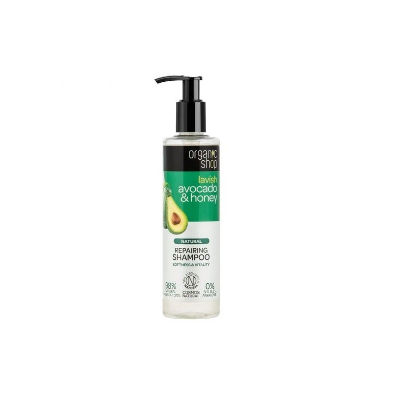 Organic Shop  Shampoo Ristrutturante con Avocado e Miele  Shampoo Capelli Secchi e Trattati