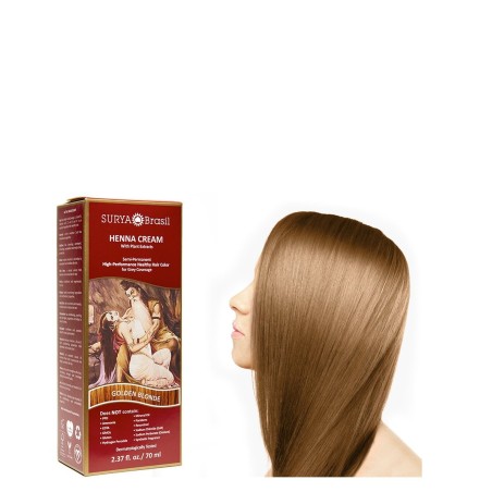 Solide De Légumes À La Crème De Henné Blond Doré Surya Brasil Teintures capillaires   Disponible sur Yumibio.com