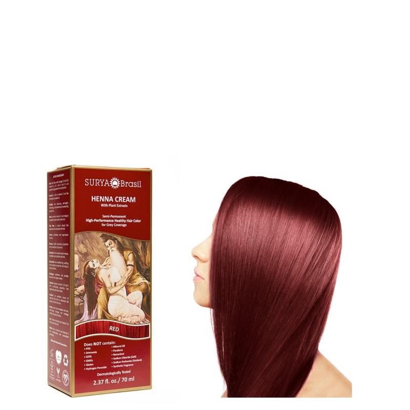 Solide De Légumes À La Crème De Henné Rouge Surya Brasil Teintures capillaires   Disponible sur Yumibio.com