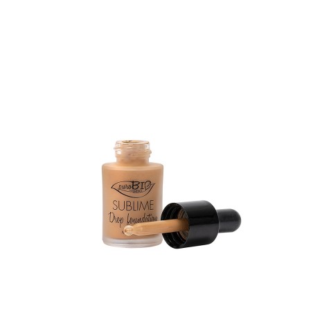Liquid foundation organic Sublime Drop 04 Purobio Foundation  Available on Yumibio.com