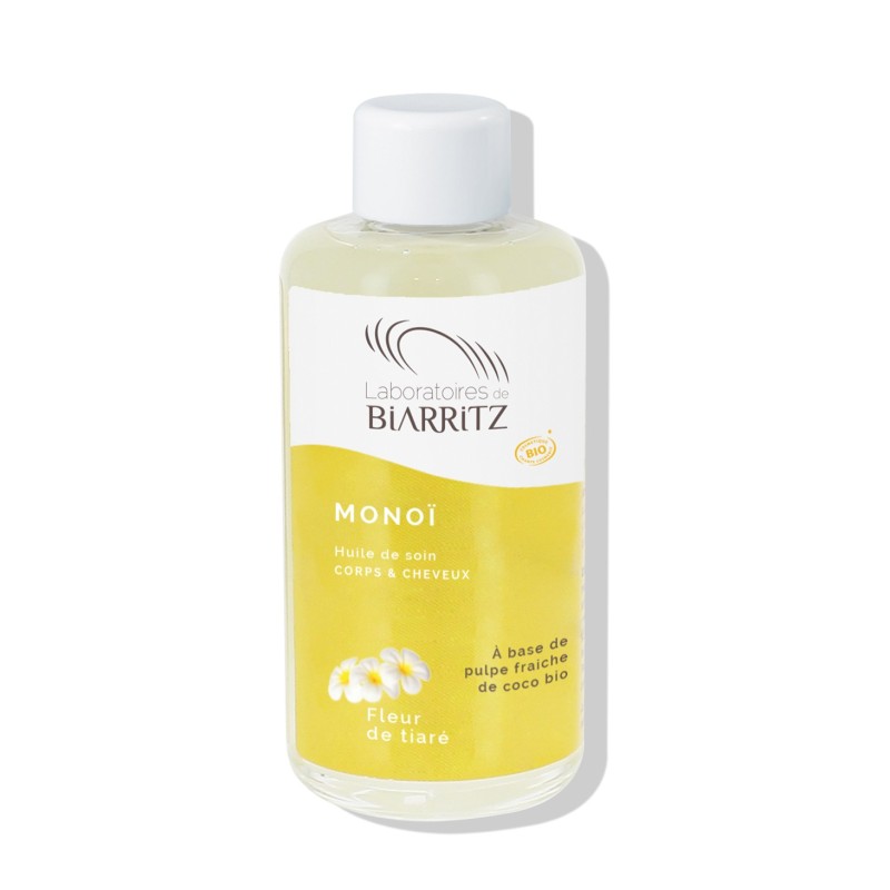 Monoi oil Bio - Flowers of Tiaré Laboratoires de Biarritz Oils and Macerated  Available on Yumibio.com