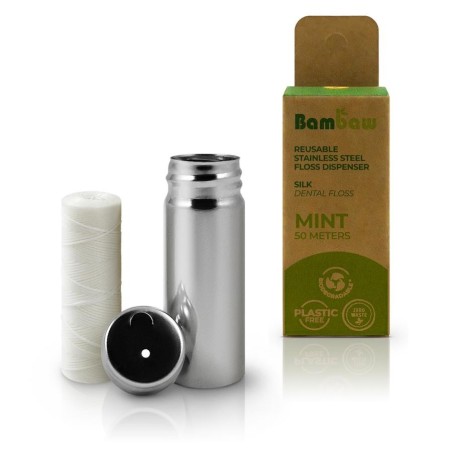 Floss Silk with soap Dispenser in stainless Steel Bambaw Accessories  Available on Yumibio.com