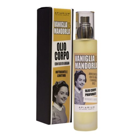 Body oil Organic Vanilla and Almond Apiarium Massage oils  Available on Yumibio.com
