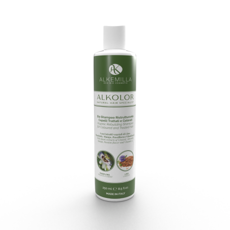 La restructuration Shampooing des Cheveux Traités et Colorés Alkemilla Shampooing   Disponible sur Yumibio.com
