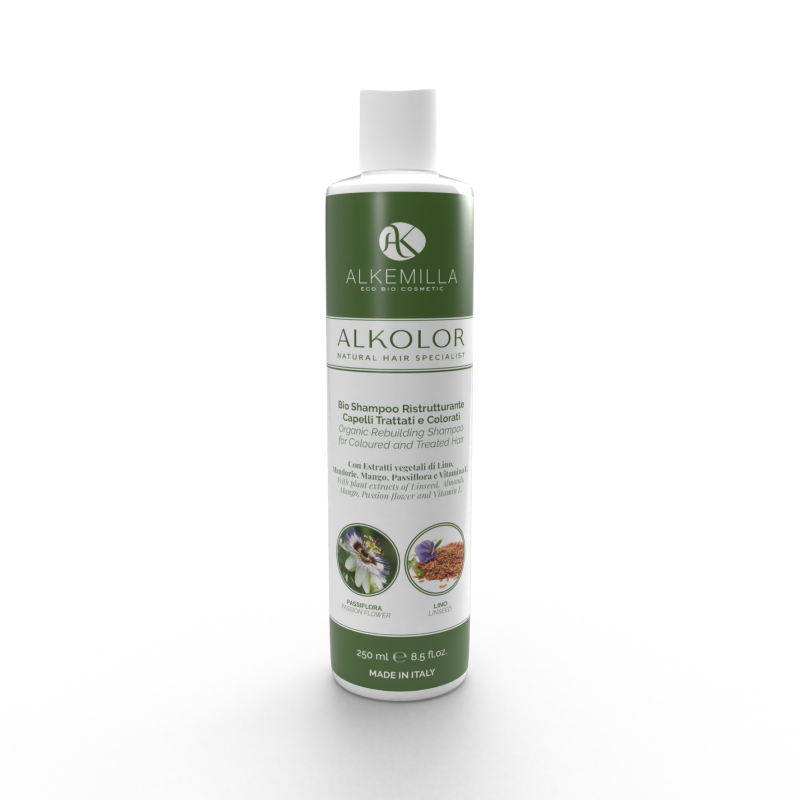 La restructuration Shampooing des Cheveux Traités et Colorés Alkemilla Shampooing   Disponible sur Yumibio.com
