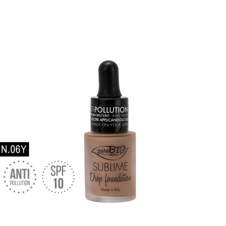 Liquid foundation organic Sublime Drop 06 Y Purobio Foundation  Available on Yumibio.com