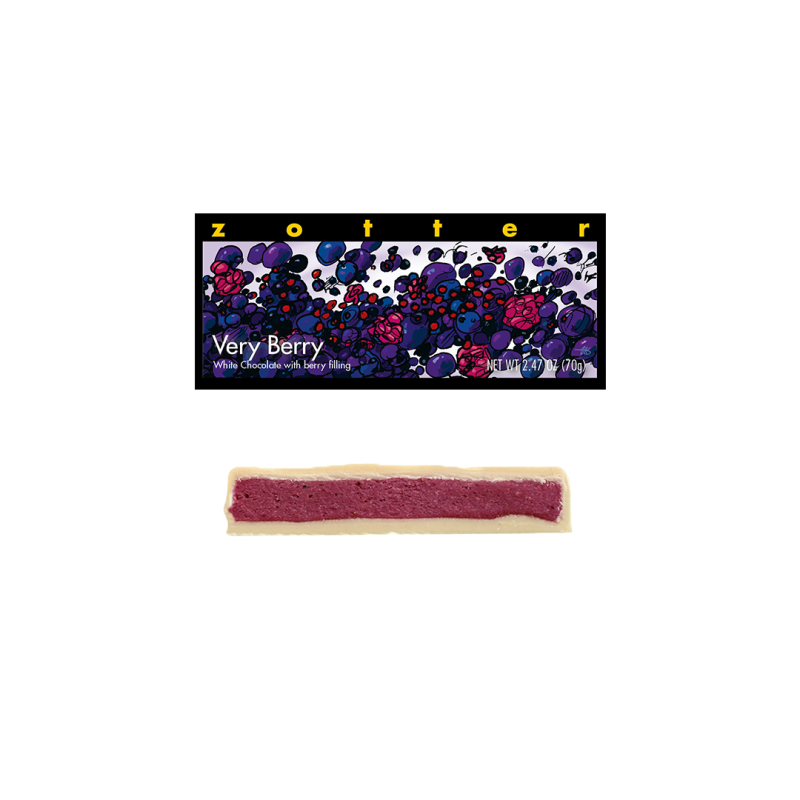 Chocolat blanc avec des baies Zotter Cioccolato   Disponible sur Yumibio.com