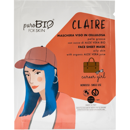 Face mask Cellulose for Oily Skin - Carrer Girl Purobio Masks  Available on Yumibio.com