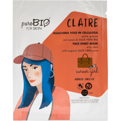 Purobio  Maschera Viso in Cellulosa per Pelle Grassa - Carrer Girl  Maschere Viso