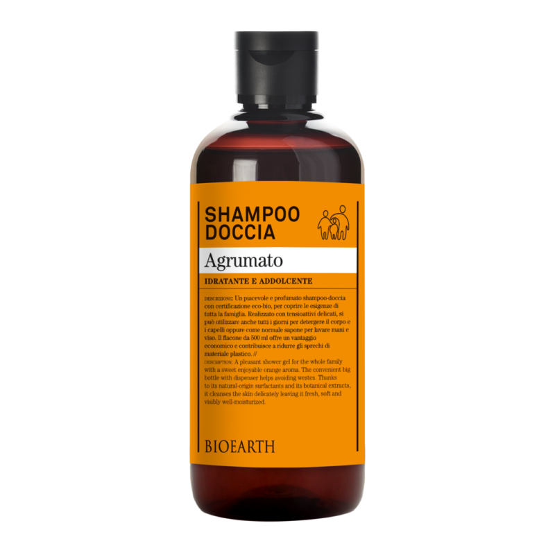 Douche Shampooing-Vegan, Agrumes Bioearth Bain Moussant Bio   Disponible sur Yumibio.com