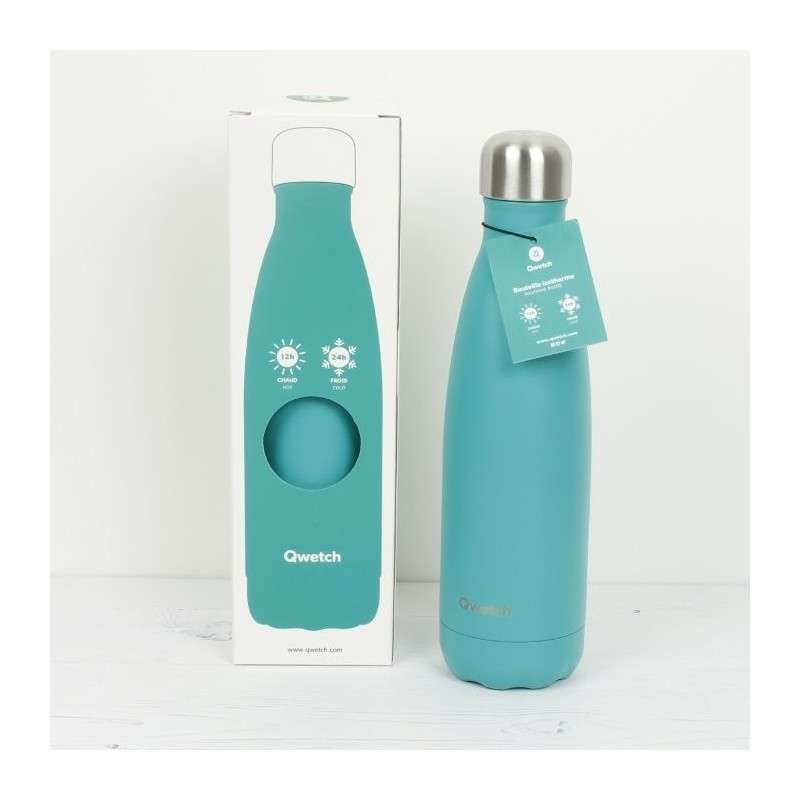 Bottiglia Termica in Acciaio Inossidabile - Azzurro - 500 ml Qwetch Dishes and Cutlery  Available on Yumibio.com