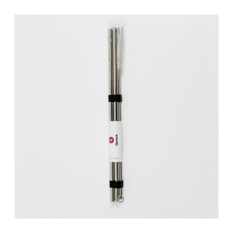 Set of Straws in Steel - Straight Qwetch Dishes and Cutlery  Available on Yumibio.com