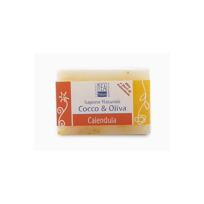 Savon Végétalien Noix De Coco, D'Olive Et De Calendula Tea Natura Les savons   Disponible sur Yumibio.com