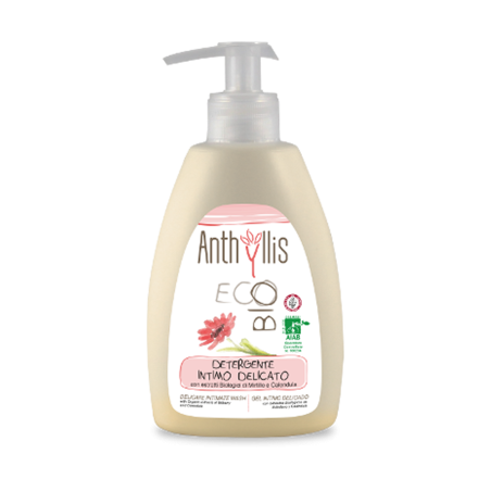 Intimate cleanser, with a Delicate Blueberry and Calendula Anthyllis Detergents  Available on Yumibio.com