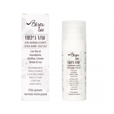 Bisou Bio  Crema Viso Sebo normalizzante senza burri  Crema viso