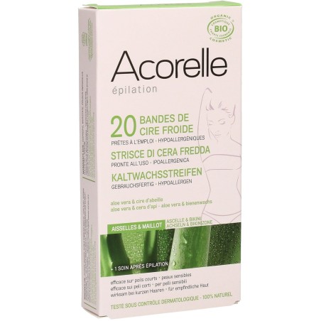 Bandes Dépilatoires Corps à l'Aloe Vera Acorelle Epilation   Disponible sur Yumibio.com