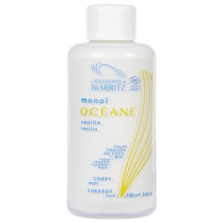 Monoi oil Bio - Vanilla Laboratoires de Biarritz Oils and Butters  Available on Yumibio.com
