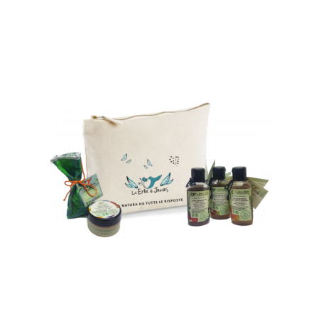 Embrayage Fitoviaggio - Set De Voyage Cheveux & Corps Le Erbe di Janas    Disponible sur Yumibio.com
