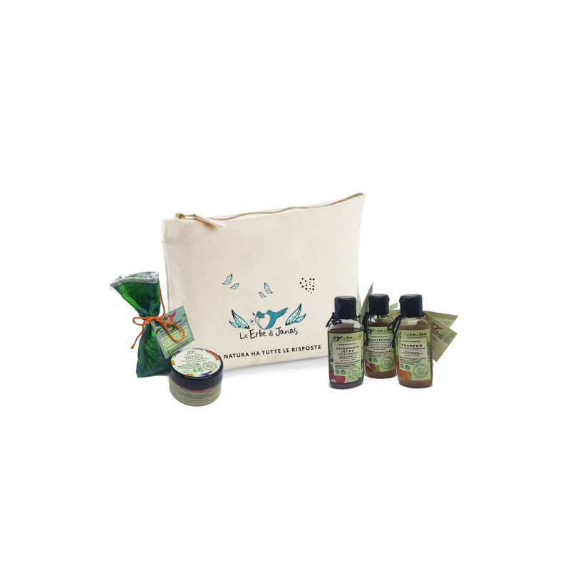 Embrayage Fitoviaggio - Set De Voyage Cheveux & Corps Le Erbe di Janas    Disponible sur Yumibio.com