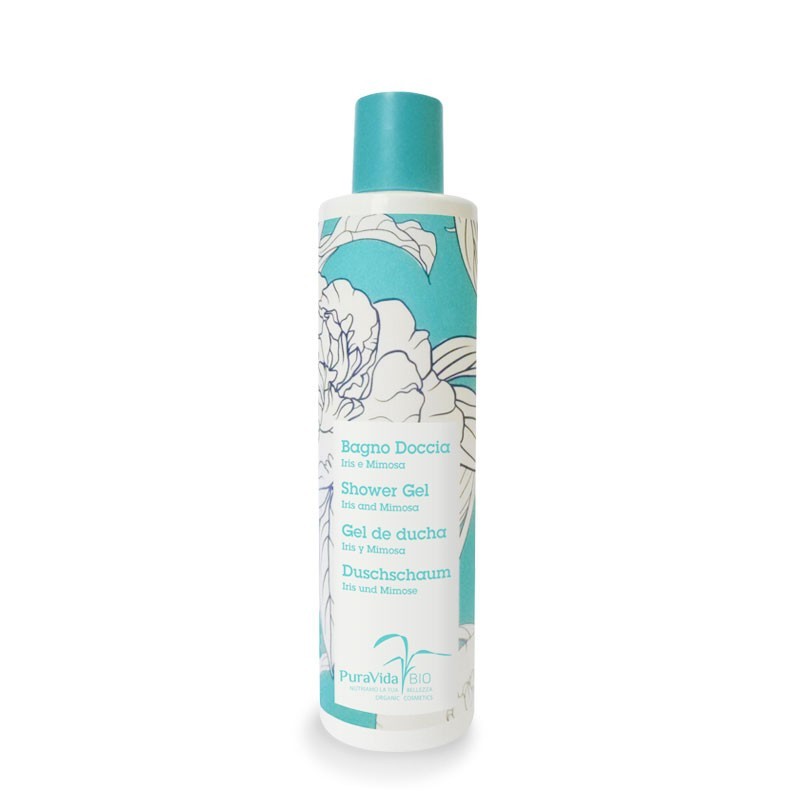 Salle de bain Douche Bio Iris et Mimosa PuraVida Bio Bain Moussant Bio   Disponible sur Yumibio.com