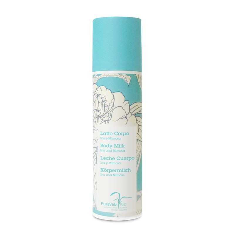 Lait pour le corps Bio Iris et Mimosa PuraVida Bio Crèmes Organiques Pour Le Corps   Disponible sur Yumibio.com