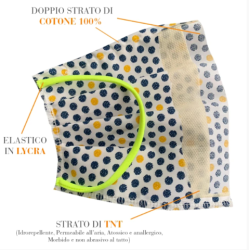 Boccadamo  Mascherina Bianco Pois Blu  Spugne e Accessori Viso