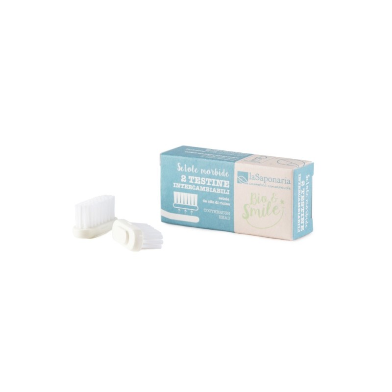 2 Interchangeable Heads - Soft Bristles La Saponaria Accessories  Available on Yumibio.com