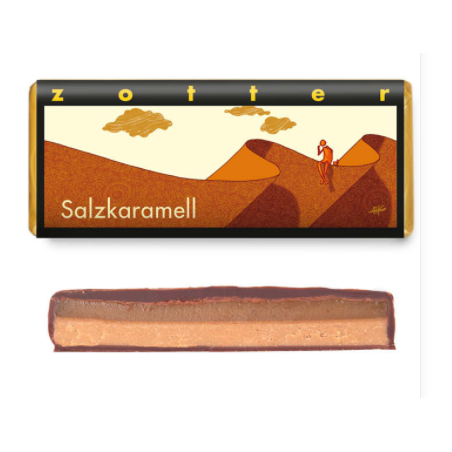 Salted Caramel and Almond Nougat Snack Zotter Cioccolato  Available on Yumibio.com