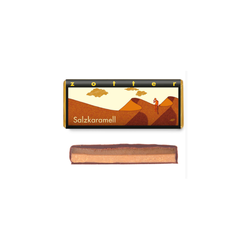 Salted Caramel and Almond Nougat Snack Zotter Cioccolato  Available on Yumibio.com