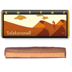 Snack nougat au caramel salé et aux amandes Zotter Cioccolato   Disponible sur Yumibio.com
