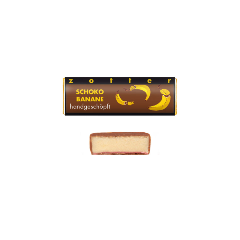 Collation au chocolat et à la banane Zotter Cioccolato   Disponible sur Yumibio.com