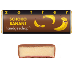 Collation au chocolat et à la banane Zotter Cioccolato   Disponible sur Yumibio.com