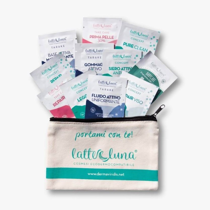 Pochette avec échantillons Latte e Luna La maison   Disponible sur Yumibio.com