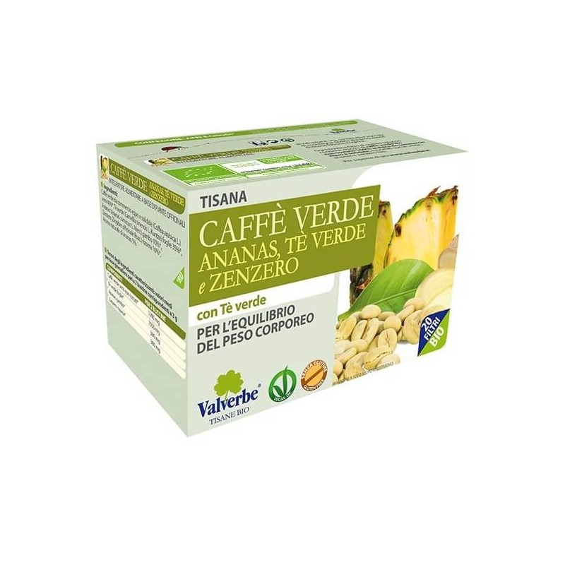 Tisane café vert, ananas, thé vert et gingembre Valverbe Thé et Tisanes   Disponible sur Yumibio.com