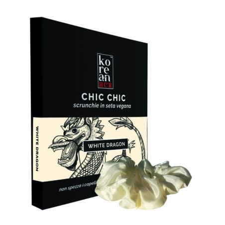 Vegan silk Scrunchie - White Dragon Gentleaf Brushes and combs  Available on Yumibio.com