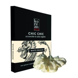Chouchou en soie Vegan-Dragon Blanc Gentleaf Brosses et peignes   Disponible sur Yumibio.com
