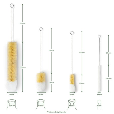 Ensemble de brosse à bouteille en bambou Bambaw Accessoires   Disponible sur Yumibio.com