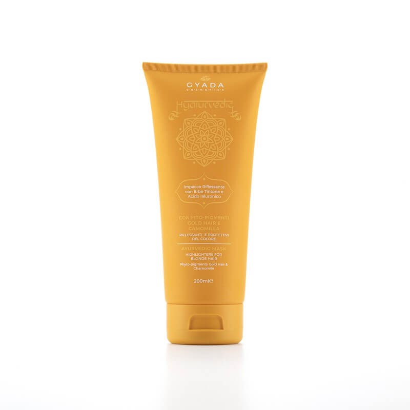 Enveloppement réfléchissant pour cheveux clairs et blonds - Hyalurvedic Gold Hair Gyada Cosmetics Les masques   Disponible su...