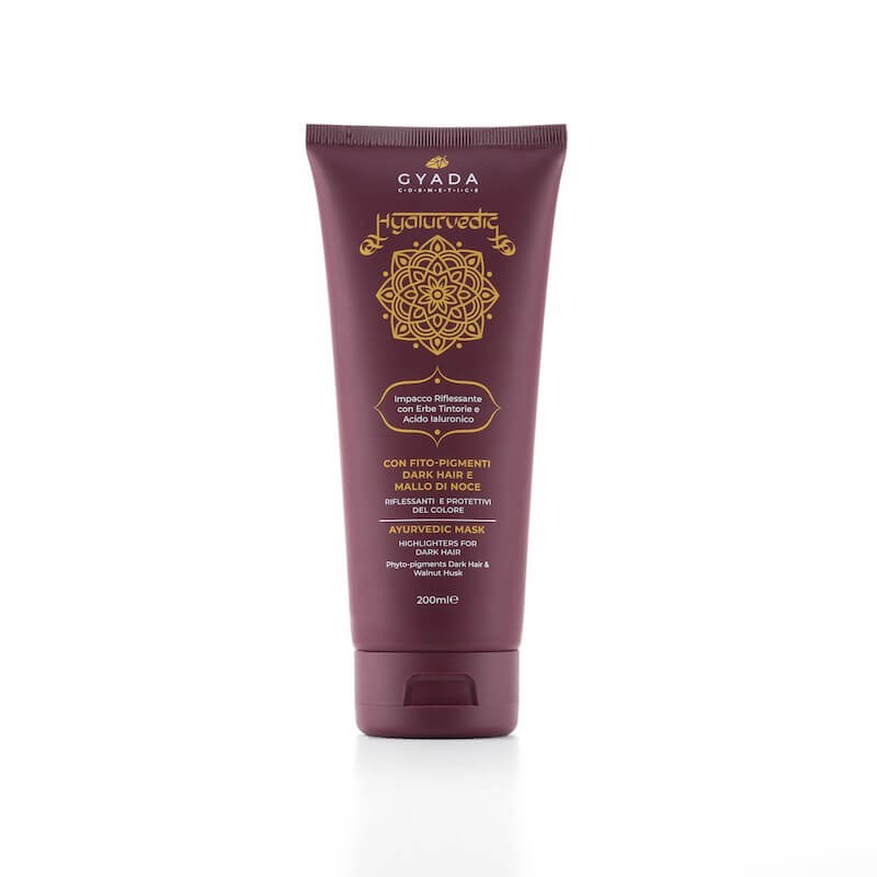 Reflective wrap for hair brown and dark tones - Hyalurvedic Dark Hair Gyada Cosmetics Masks  Available on Yumibio.com