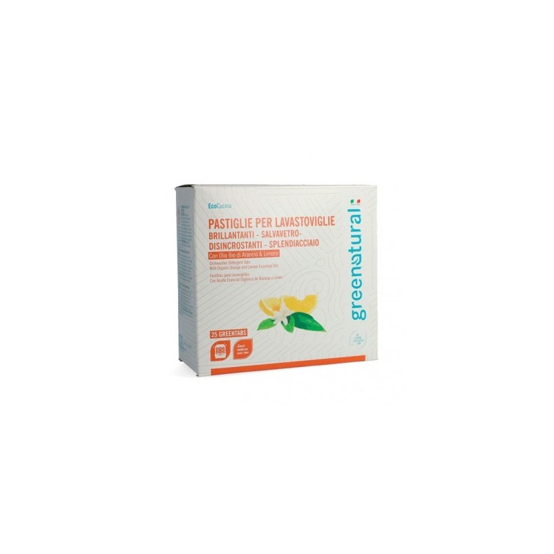Dishwasher Tablet - Pack Of 25 Greenatural Dishes and Cutlery  Available on Yumibio.com