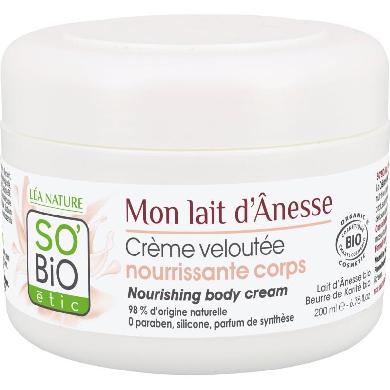 Crème nourrissante pour le corps au lait d'ânesse SO’BiO étic Des Lotions et des Crèmes   Disponible sur Yumibio.com