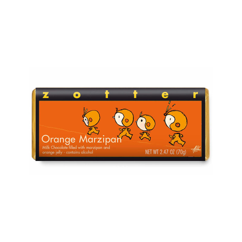 Orange marzipan snacks Zotter Cioccolato  Available on Yumibio.com