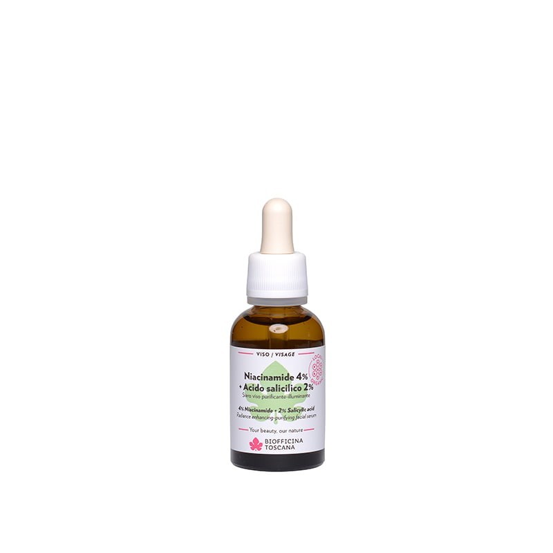Sérum Visage Purifiant et Illuminateur - Niacinamide 4% + Acide Salicylique 2% Biofficina Toscana Les sérums   Disponible sur...