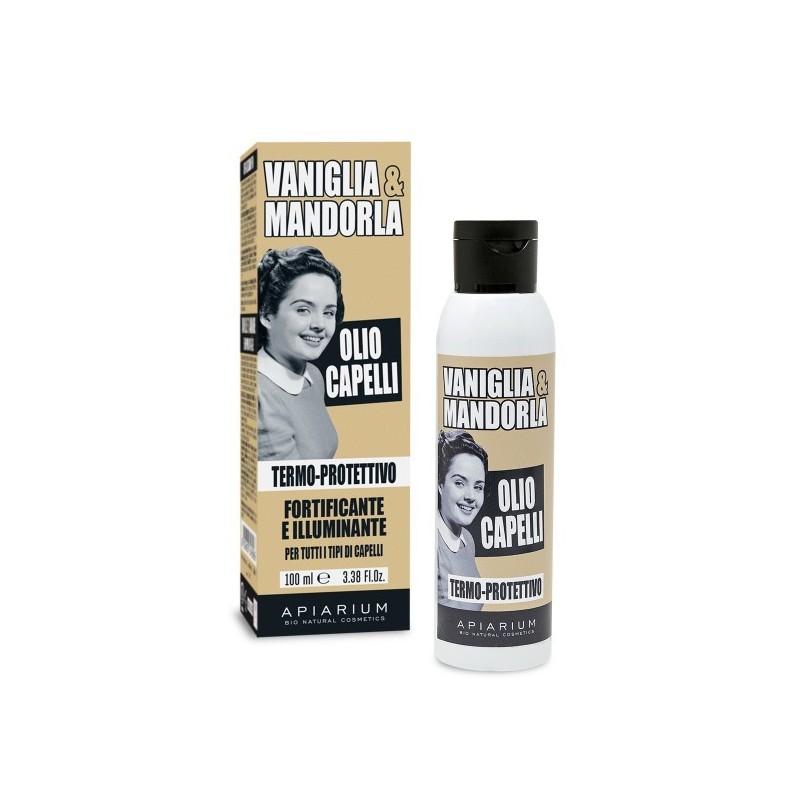 Thermo - Protective Hair Oil vanilla and almond Apiarium Thermoprotectors  Available on Yumibio.com