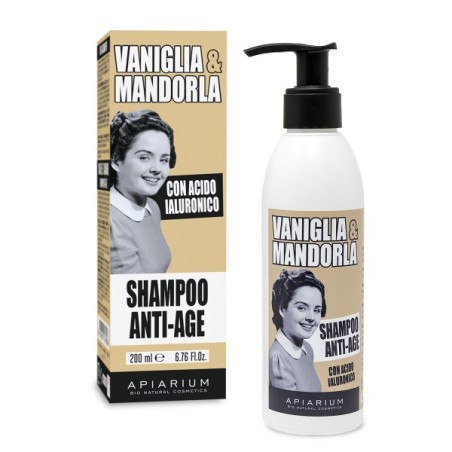 Shampooing anti-âge vanille et amande Apiarium Shampooing   Disponible sur Yumibio.com