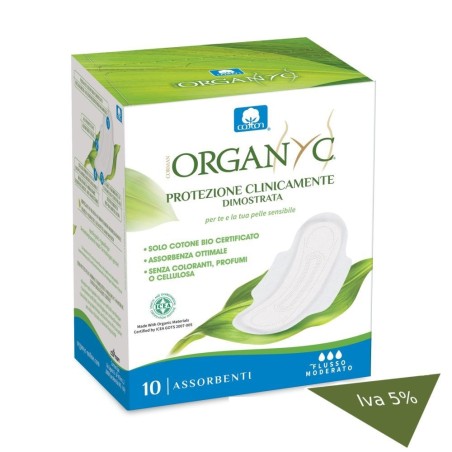 Serviettes hygiéniques-Jour avec des Ailes de Coton Organique Modérée des Flux de Organyc Absorbant   Disponible sur Yumibio.com